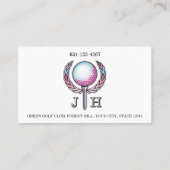 Carte De Visite Lady Golfer Personnalisé Conception Monogramme (Dos)