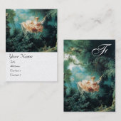 Carte De Visite LADY ON SWING MONOGRAM Green Pink White Pearl (Devant / Derrière)