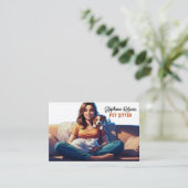 Carte De Visite Lady Pet Cat Dog Sitter  (Debout devant)