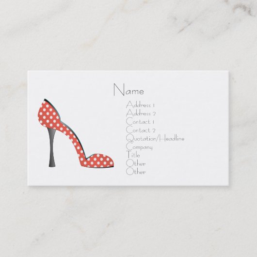 Carte De Visite Ladybug Shoe (Devant)