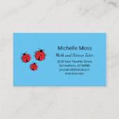 Carte De Visite Ladybugs Whimsical Cute Blue Professional Tutor (Devant)
