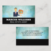 Carte De Visite L'agent immobilier montre la maison (Devant / Derrière)