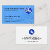 Carte De Visite Laisser de l'eau bleue gouttes de plomberie (Devant / Derrière)