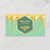 Carte De Visite Laisser miel Mint vert or Honeycomb Miel Bee (Devant)