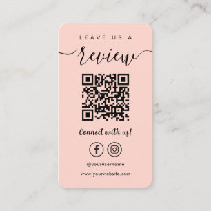Carte De Visite Laissez-Nous Un Avis Facebook Instagram Blush Pink