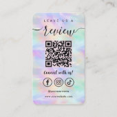 Carte De Visite Laissez-Nous Un Avis Qr Code Iridescente Opal Styl (Devant)