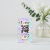 Carte De Visite Laissez-Nous Un Avis Qr Code Iridescente Opal Styl (Debout devant)
