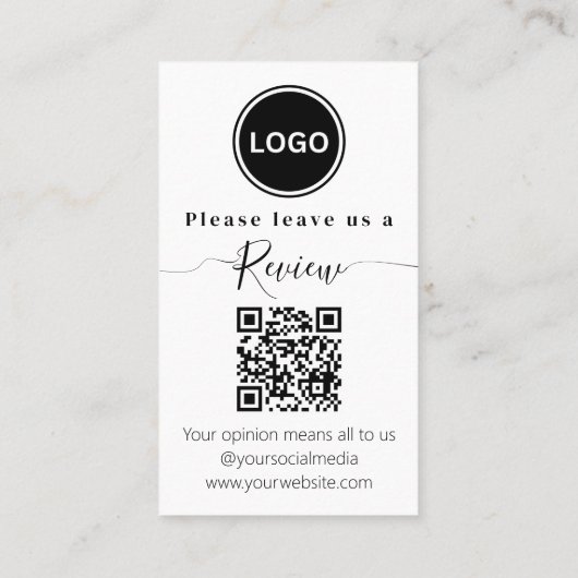 Carte De Visite Laissez-nous un avis | QR code Moderne (Dos)