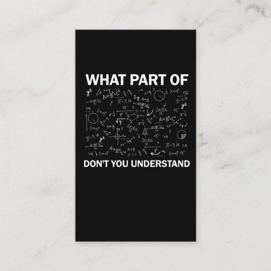 Carte De Visite L'algèbre de l'enseignant des mathématiques Ce qui (Devant)