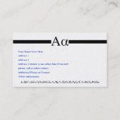 Carte De Visite L'alpha grec de lettre conçoivent en fonction du (Dos)