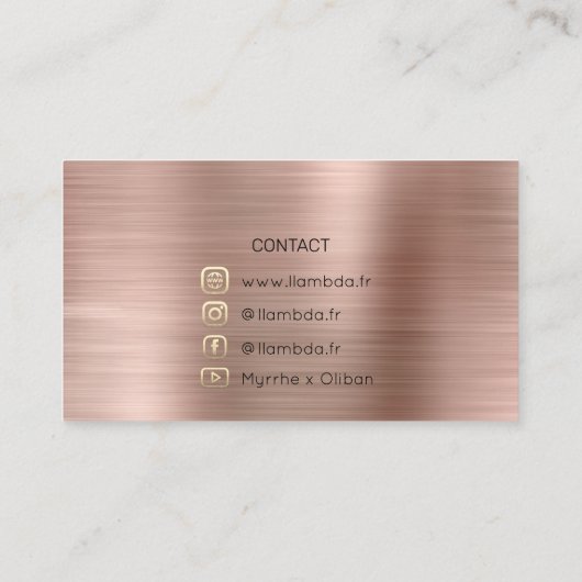 Carte De Visite Lambda Minimal médias sociaux Rose social (Dos)