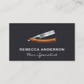 Carte De Visite Lame de barbier | Arrière - plan en cuir (Devant)