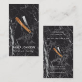 Carte De Visite Lame de barbier | Marbre noir (Devant / Derrière)