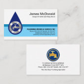 Carte De Visite Lames de fond bleu élégant (Devant / Derrière)