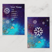 CARTE DE VISITE LAMES DE NEIGE EN ARGENT PARKLES EN BLEU (Devant / Derrière)