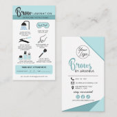 Carte De Visite Lamination des sourcils Instructions de soins post (Devant / Derrière)