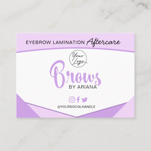 Carte De Visite Lamination des sourcils Instructions de soins post (Dos)