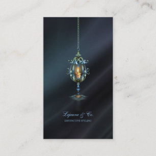 Carte De Visite Lampe à Chandelle Élégante Satin Bleu Nuit