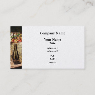 Carte De Visite Lampe en verre coloré et vase de fleurs