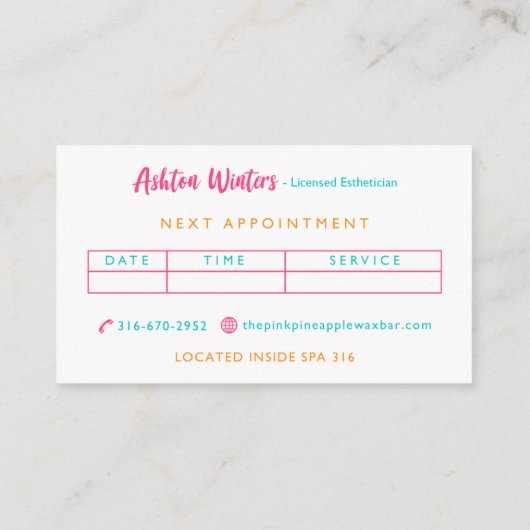 Carte De Visite L'ananas rose (Dos)