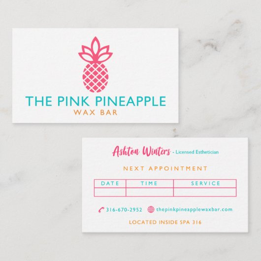 Carte De Visite L'ananas rose (Devant / Derrière)