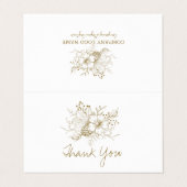 Carte De Visite Lancement de fleurs blanches et dorées (Extérieur déplié)