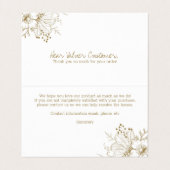 Carte De Visite Lancement de fleurs blanches et dorées (Intérieur déplié)