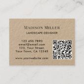 Carte De Visite Landscape Designer QR Code Greenery  (Dos)