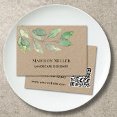 Carte De Visite Landscape Designer QR Code Greenery 