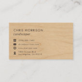 Carte De Visite Landscaper Rustic Wood Monogram Professional (Dos)
