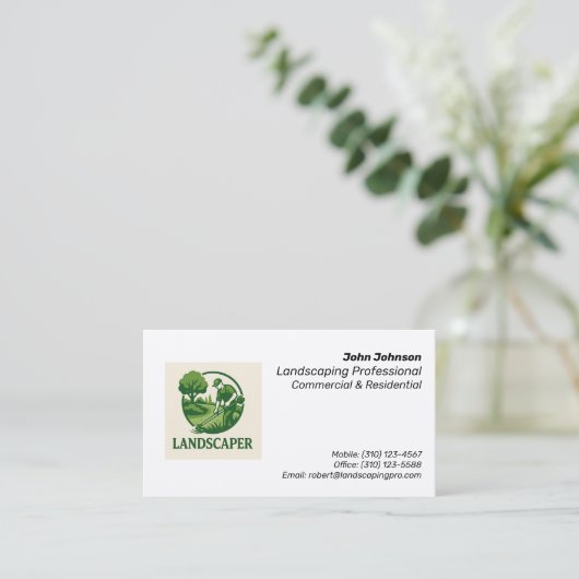 Carte de visite Landscaper simple et professionnel (Debout devant)
