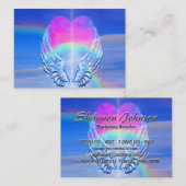 Carte De Visite L'ange s'envole le coeur d'arc-en-ciel (Devant / Derrière)