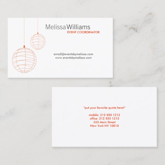 CARTE DE VISITE LANTERNS (Devant / Derrière)