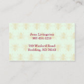 Carte De Visite L'apiculteur vert pâle Queen Bee (Dos)