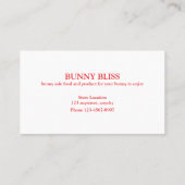 Carte De Visite Lapin Kawaii qui regarde (Dos)
