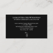 Carte De Visite Lapin Lapin Lapin Fleur d'Animal Noir (Dos)