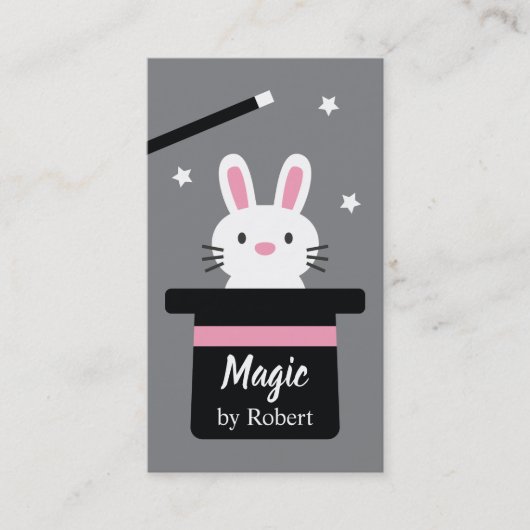 Carte De Visite Lapin Magique Mignon Du Haut-de-Forme (Devant)