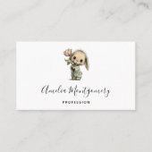 Carte De Visite Lapin mignon tenant une Tulipe (Devant)