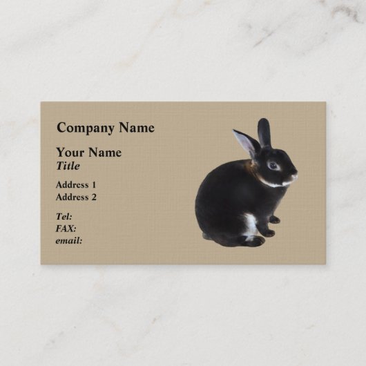 Carte De Visite Lapin Mini Rex Brown foncé et blanc (Devant)