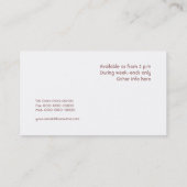 Carte De Visite Lapin rose (Dos)