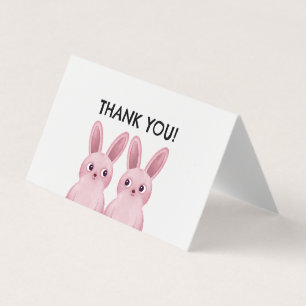 Carte De Visite Lapin rose merci