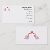 Carte De Visite Lapins roses mignons avec les coeurs rouges (Devant / Derrière)