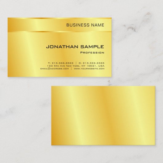 Carte De Visite L'apparence or personnalisé Élégant Simple Modèle  (Devant / Derrière)