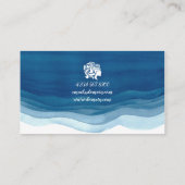 Carte De Visite L'aquarelle bleue ondule le Social moderne de (Dos)