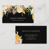 Carte De Visite L'aquarelle fleurit or et pêche de | floraux sur (Devant / Derrière)