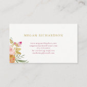 Carte De Visite L'aquarelle fleurit rose et or de | floraux (Dos)