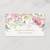 Carte De Visite L'aquarelle fleurit rose et or de | floraux (Devant)