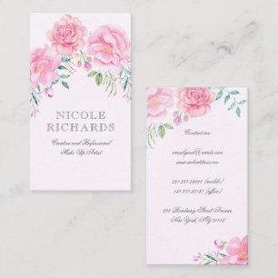 Carte De Visite L'aquarelle rose fleurit la beauté élégante de