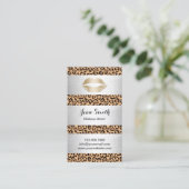 Carte De Visite L'argent d'empreinte de léopard de maquilleur (Debout devant)