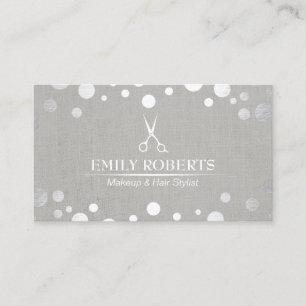 Carte De Visite L'argent moderne de coiffeur pointille le salon